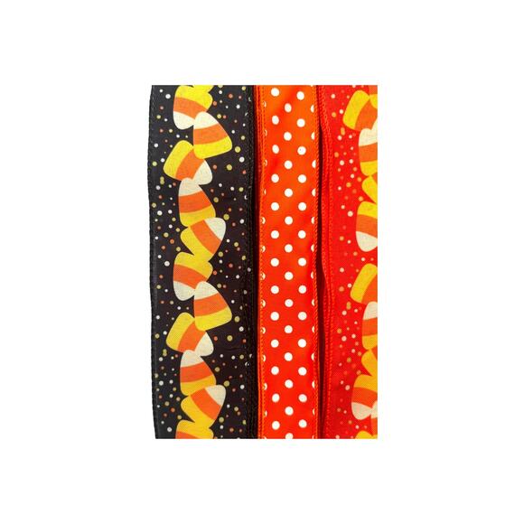 Halloween Candy Corn Wreath Kit - "Trick or Treat" Sign & Coordinating Ribbons - Picture 4 of 5